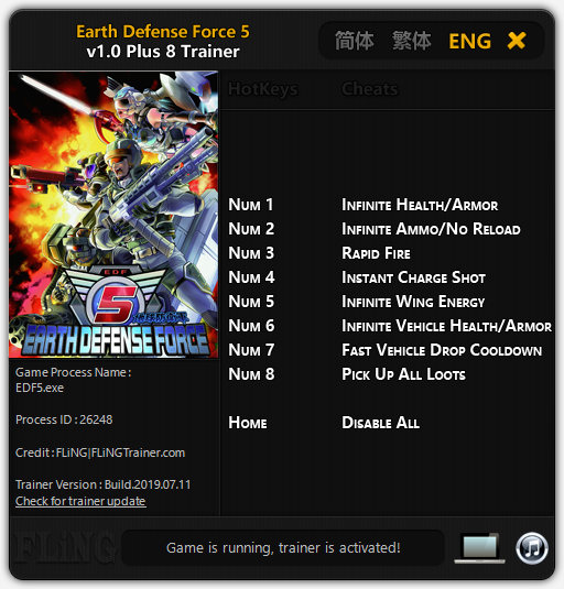 Earth Defense Force 5 Trainer