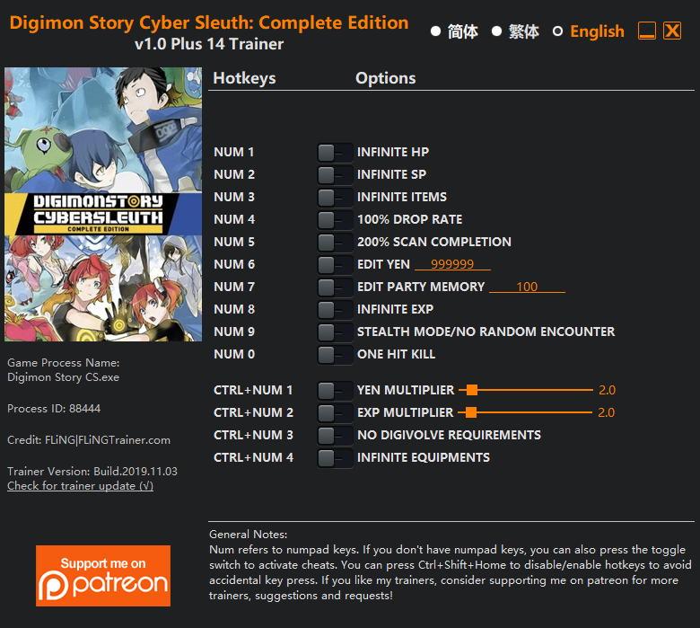 Digimon Story Cyber Sleuth: Complete Edition Trainer