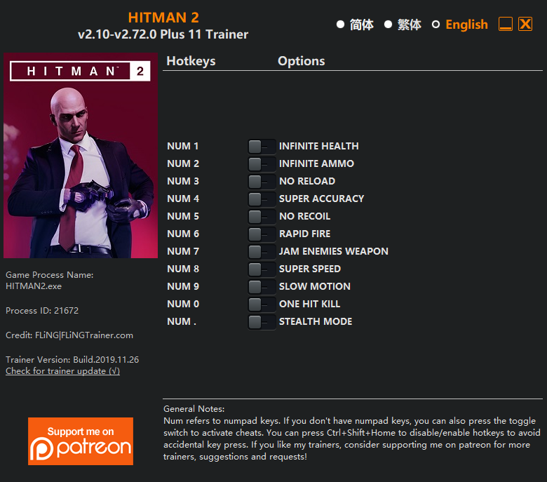 HITMAN 2 Trainer