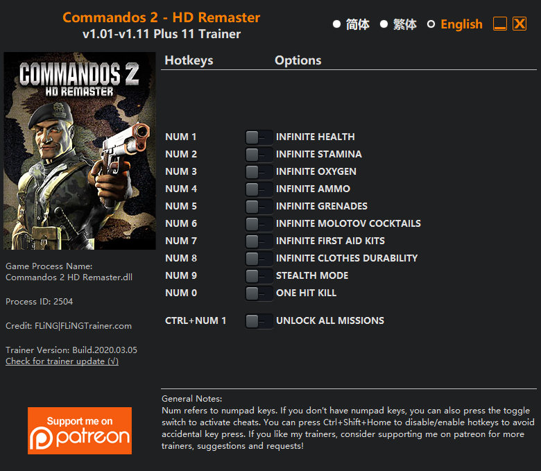 Commandos 2 – HD Remaster Trainer