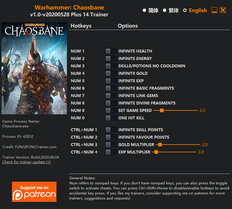 Warhammer: Chaosbane Trainer