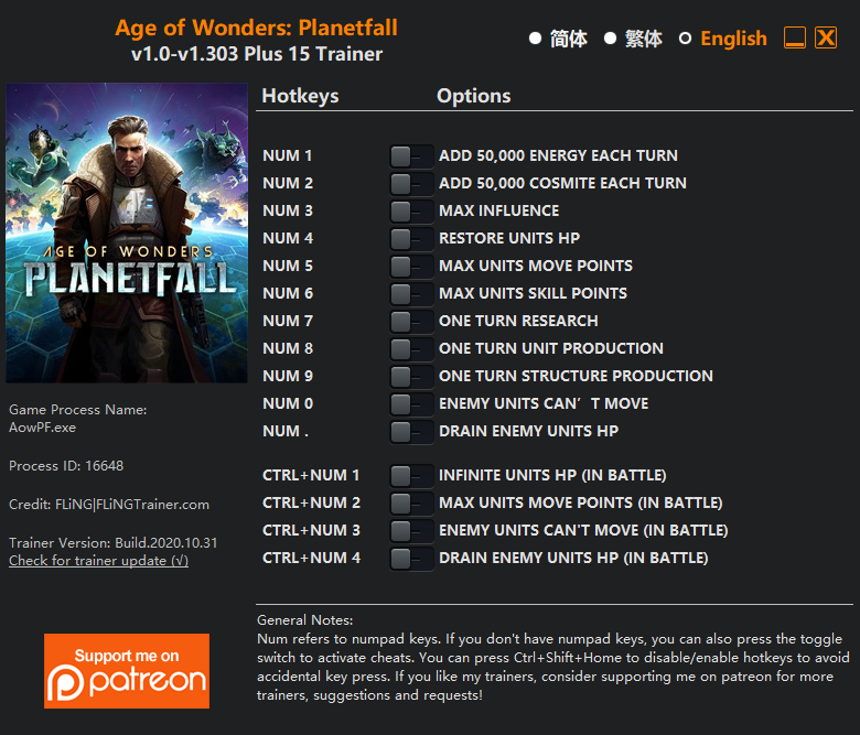 Age of Wonders: Planetfall Trainer