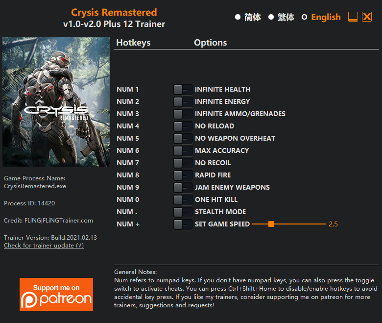 Crysis Remastered Trainer