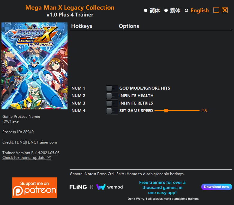 Mega Man X Legacy Collection Trainer