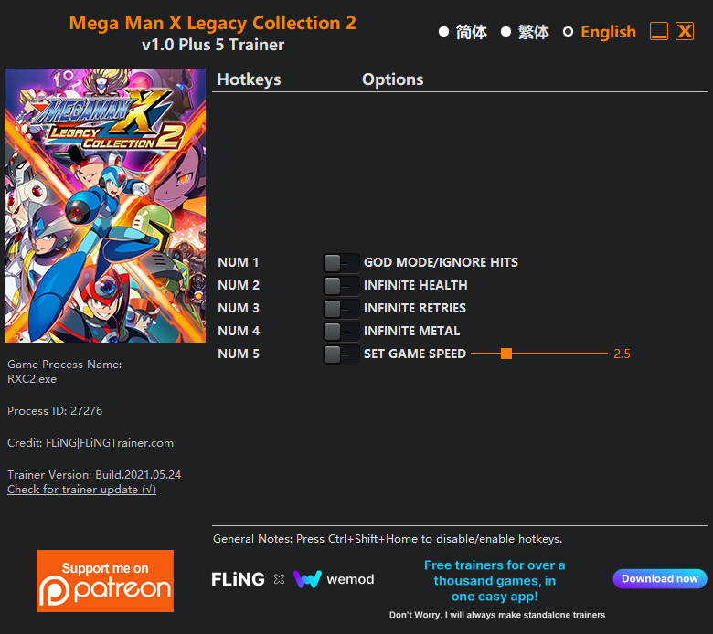 Mega Man X Legacy Collection 2 Trainer