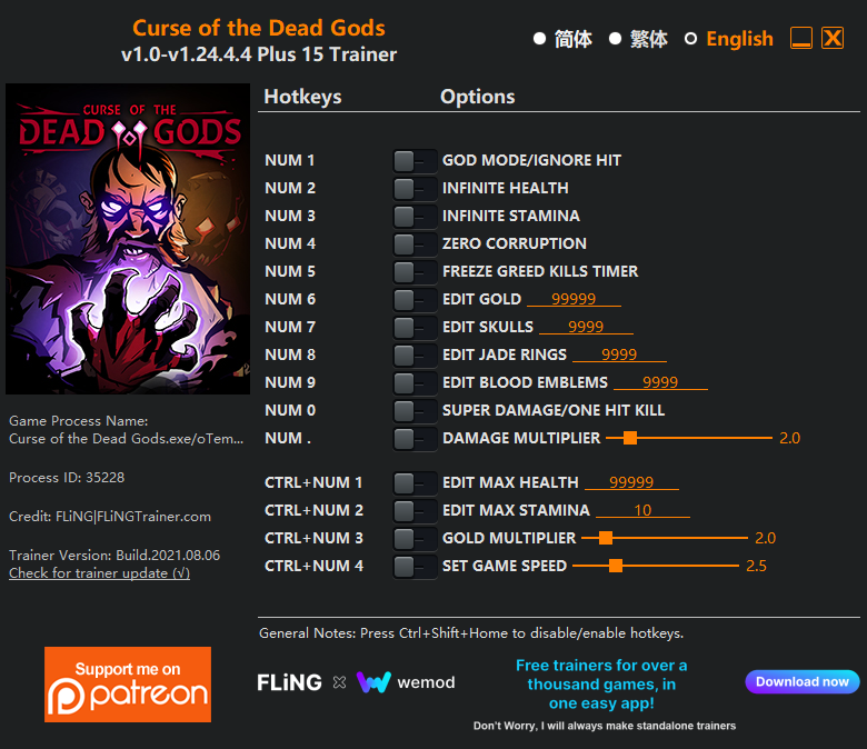 Curse of the Dead Gods Trainer