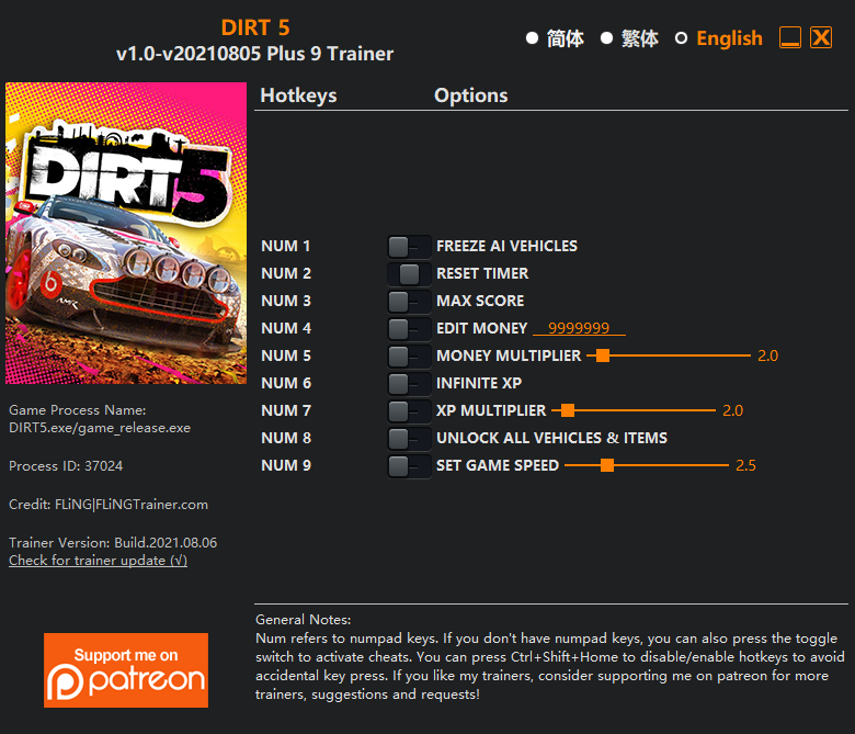 DIRT 5 Trainer