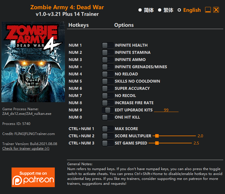 Zombie Army 4: Dead War Trainer