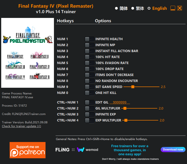 Final Fantasy IV (Pixel Remaster) Trainer