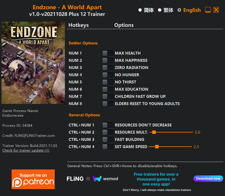 Endzone – A World Apart Trainer