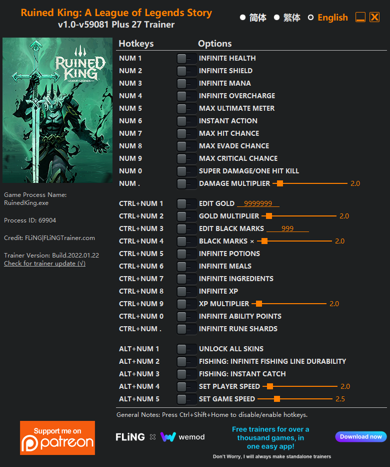 Ruined King: A League of Legends Story Trainer