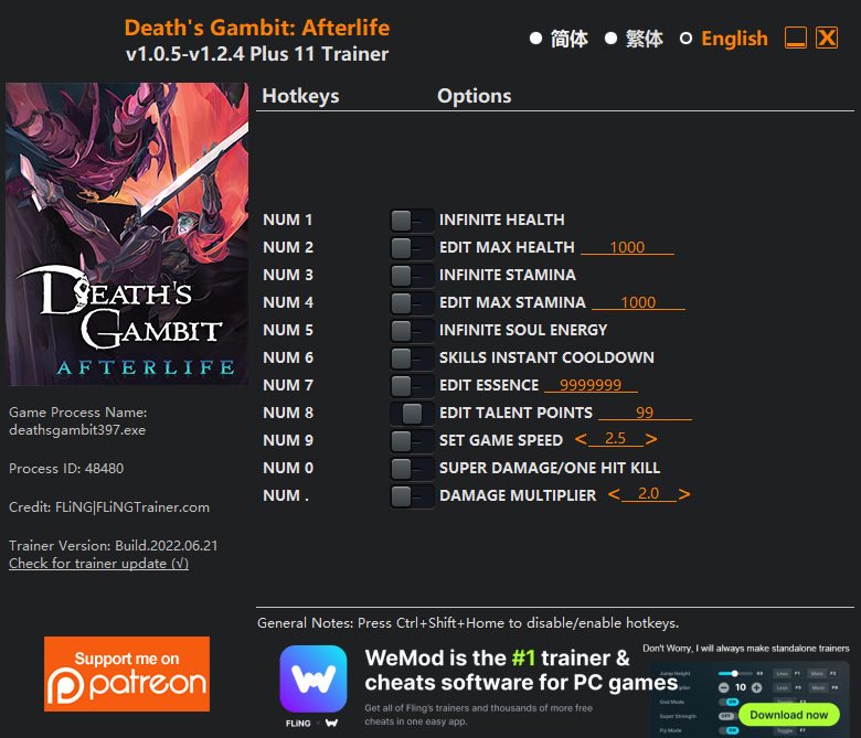 Death’s Gambit: Afterlife Trainer