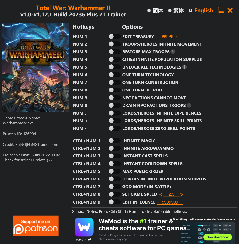 Total War: Warhammer II Trainer