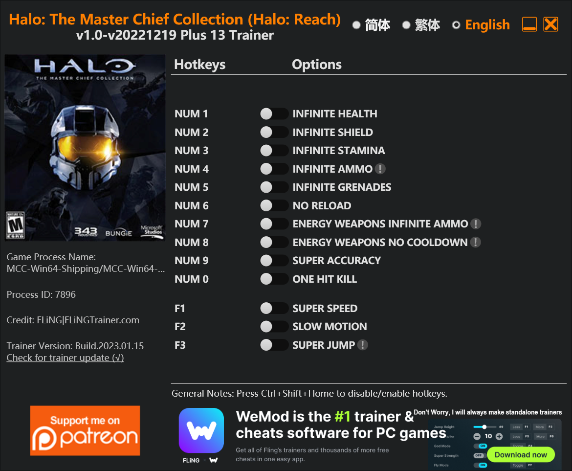 Halo: The Master Chief Collection (Halo: Reach) Trainer