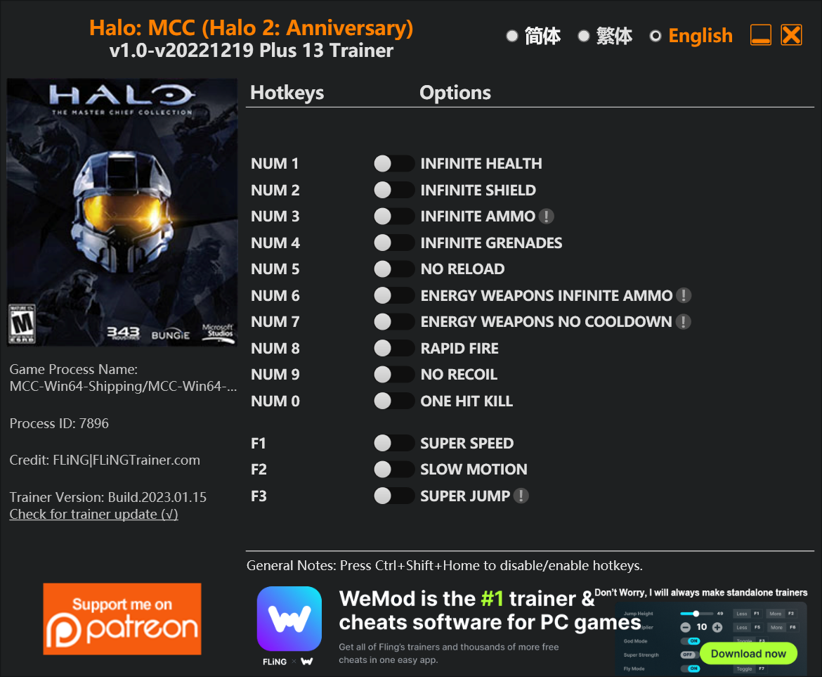 Halo: The Master Chief Collection (Halo 2: Anniversary) Trainer