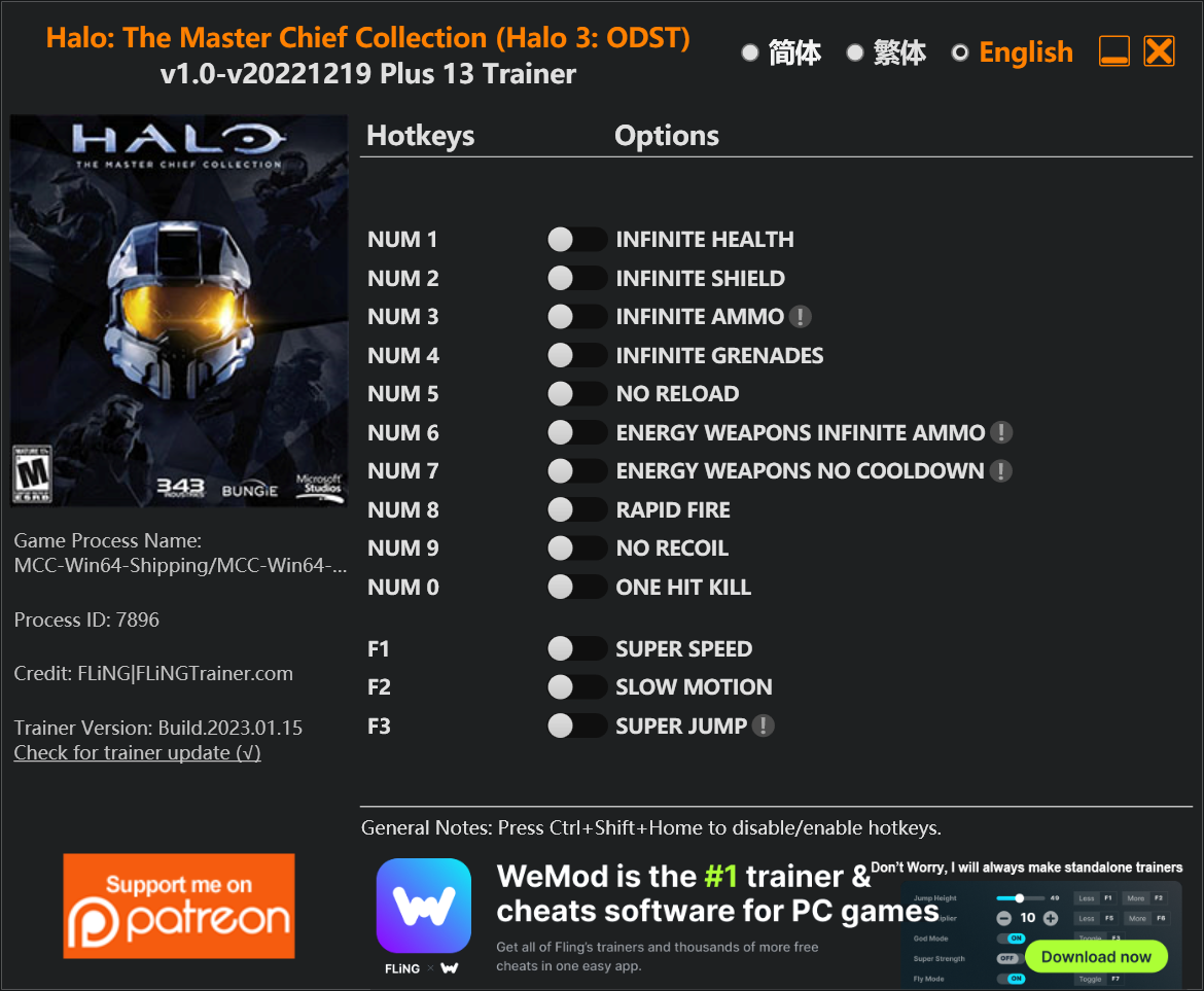 Halo: The Master Chief Collection (Halo 3: ODST) Trainer