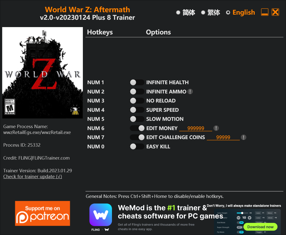 World War Z/World War Z: Aftermath Trainer