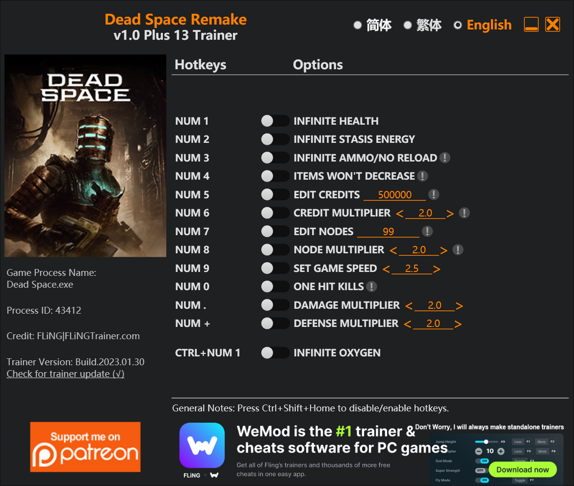 Dead Space Remake Trainer