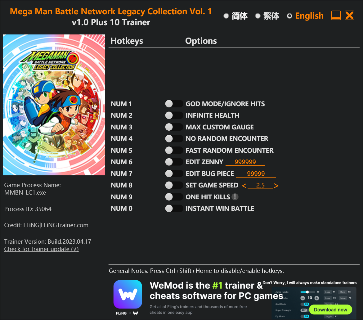 Mega Man Battle Network Legacy Collection Vol. 1 Trainer