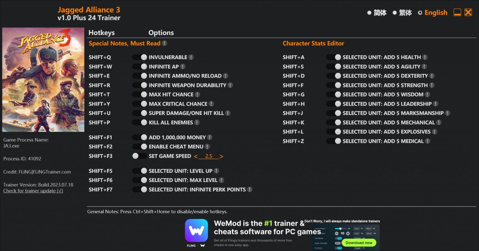 Jagged Alliance 3 Trainer