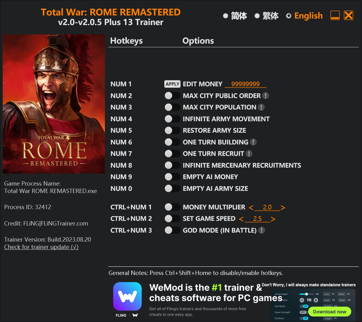 Total War: ROME REMASTERED Trainer