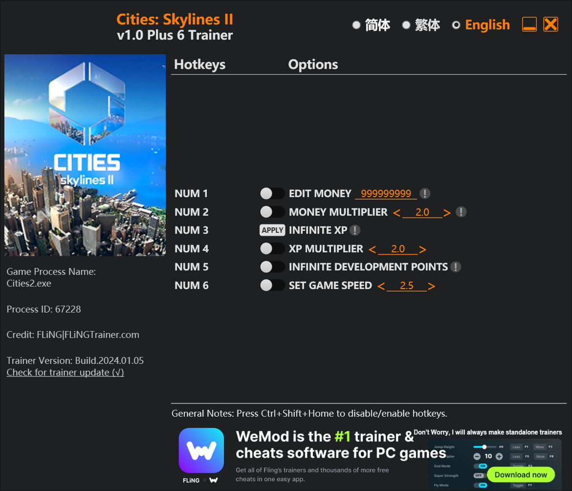 Cities: Skylines II Trainer