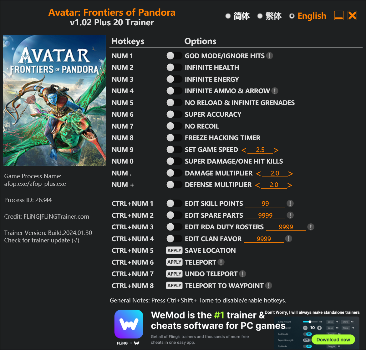 Avatar: Frontiers of Pandora Trainer