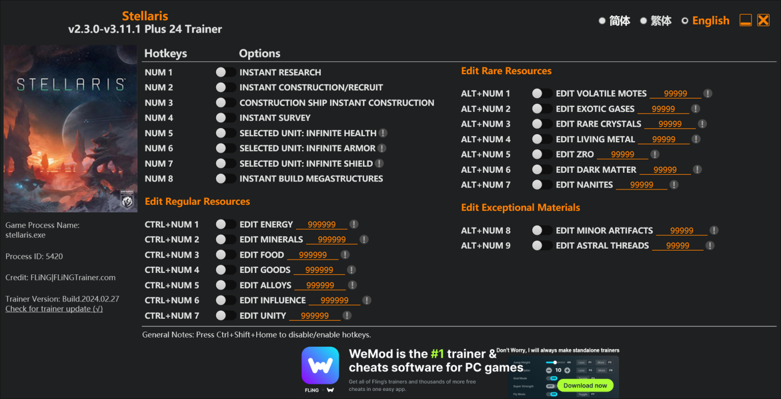 Stellaris Trainer