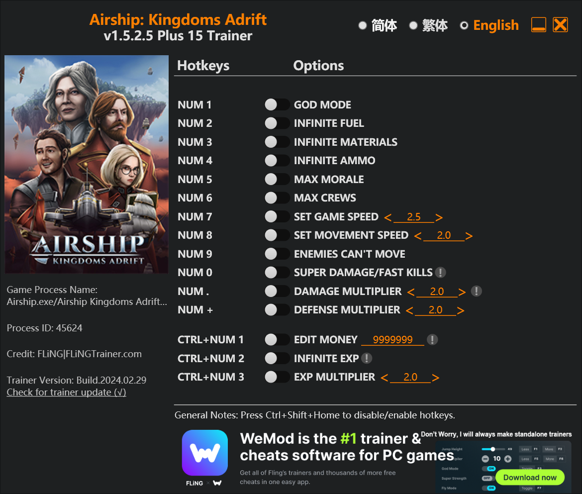 Airship: Kingdoms Adrift Trainer