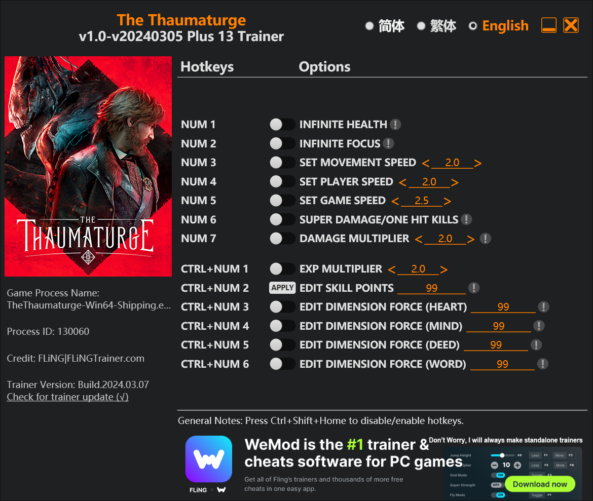 The Thaumaturge Trainer