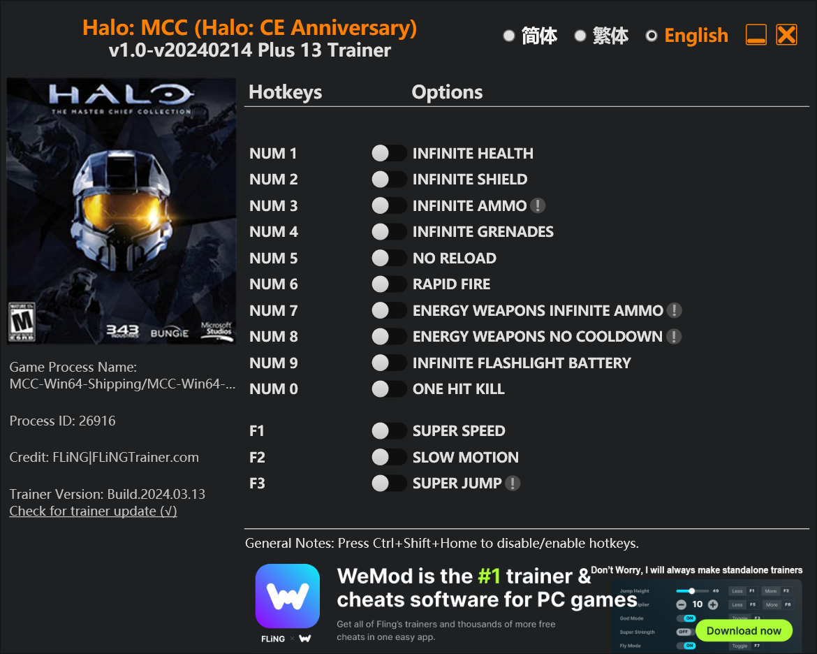 Halo: The Master Chief Collection (Halo: CE Anniversary) Trainer