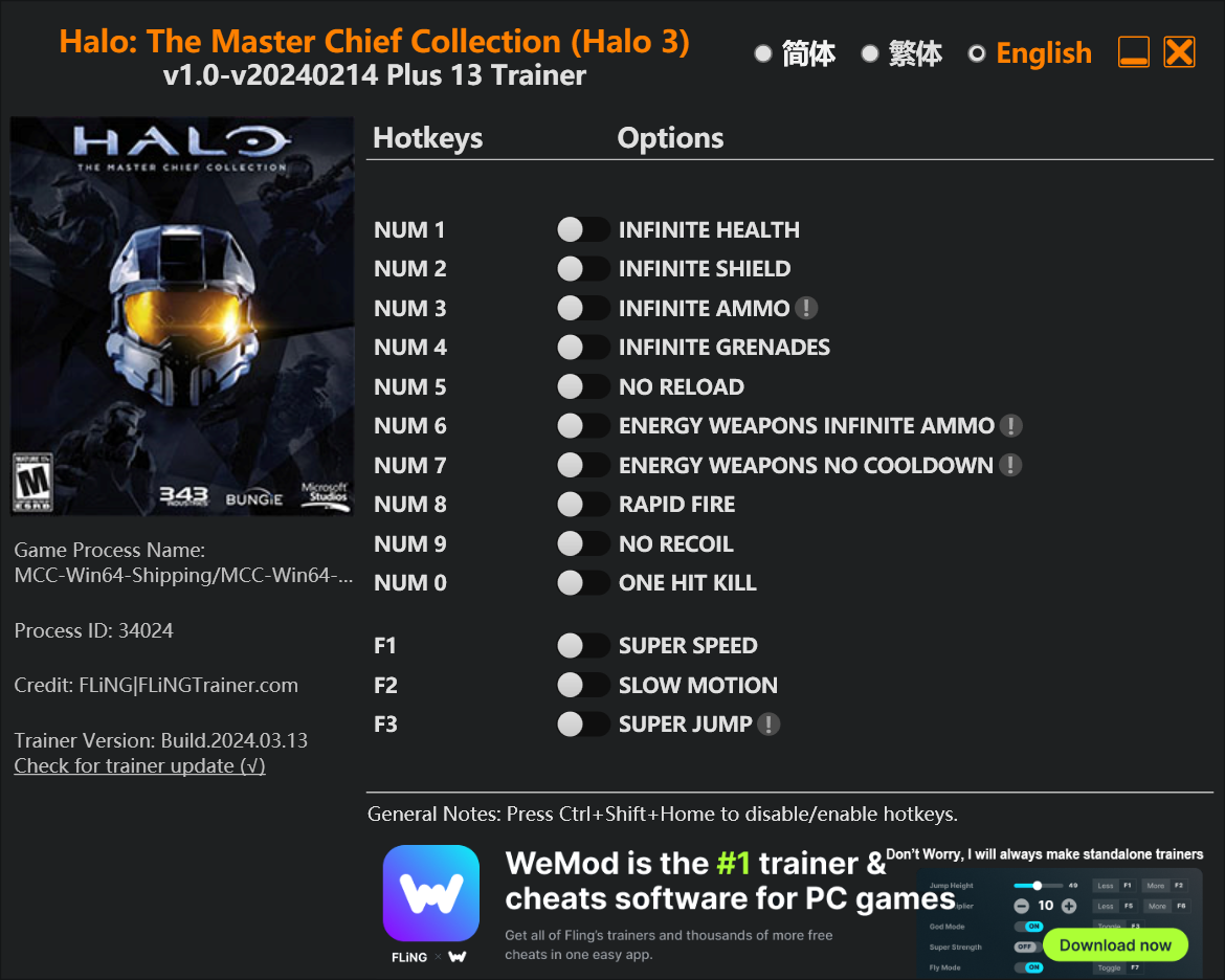 Halo: The Master Chief Collection (Halo 3) Trainer