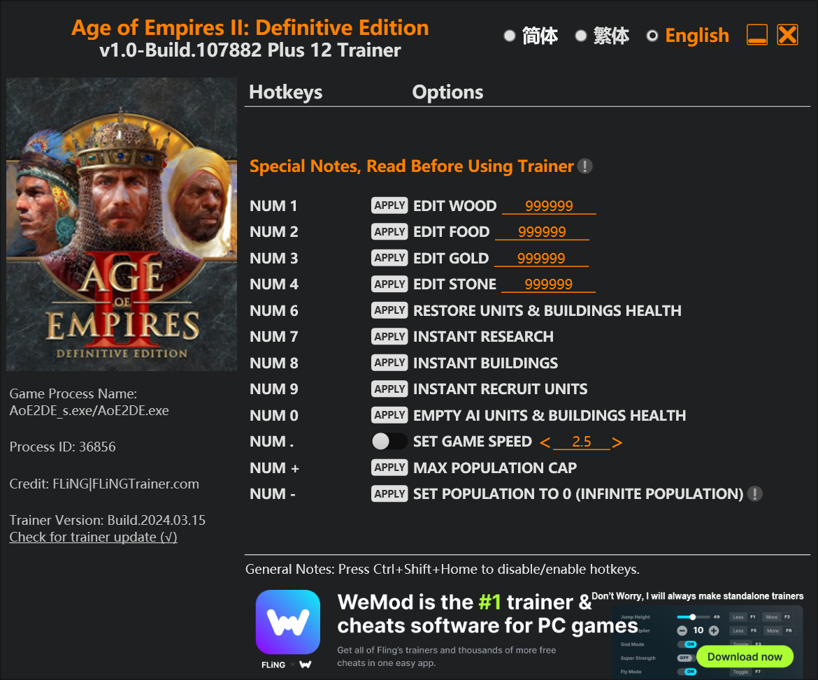 Age of Empires II: Definitive Edition Trainer