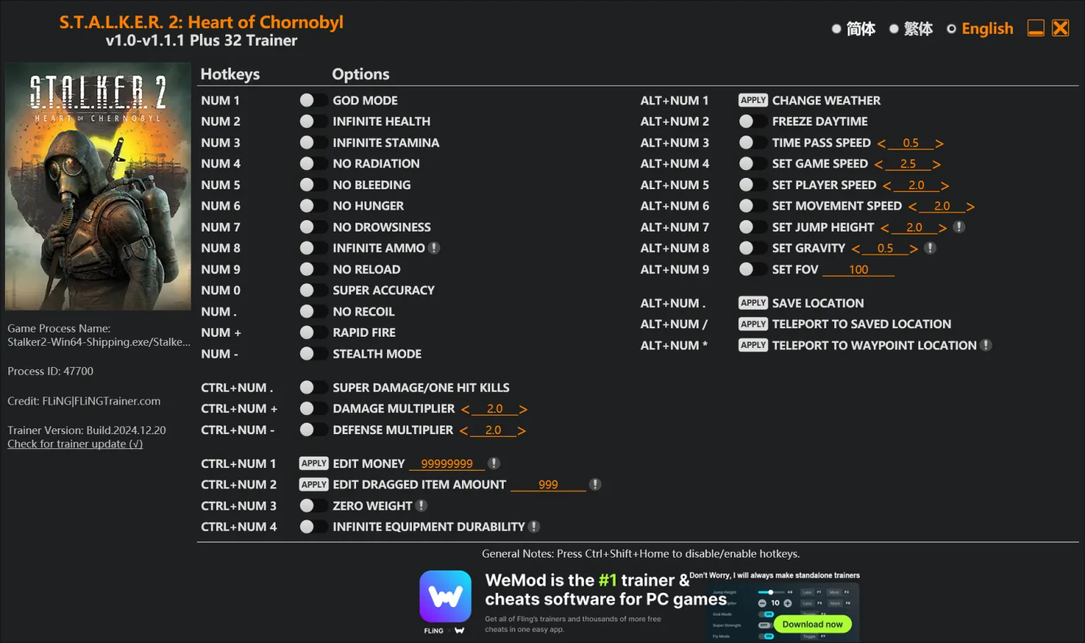 S.T.A.L.K.E.R. 2: Heart of Chornobyl Trainer